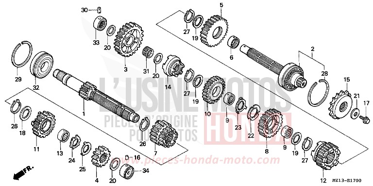 TRANSMISSION for CB1000F "Big One" CANDY REVIVE RED (R210) from 1996